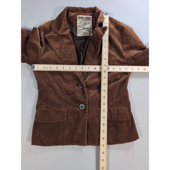 Y2K Doki Geki Brown Corduroy Blazer Jacket Womens Sz S Korea 2 Button Vintage - Picture 5 of 7